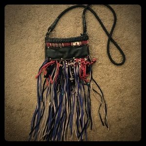 Free People Boho Fringe Cross Body Zip Pouch